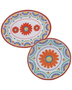 Melamine 2 Piece Vera Cruz Round Platter & Oval Platter Home