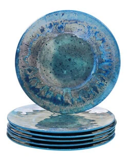 Melamine Set Of 6 Radiance Teal Dinner Plates Home