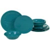 Melamine Teal 12pc Dinnerware Set Home