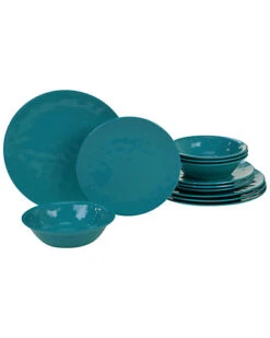 Melamine Teal 12pc Dinnerware Set Home