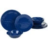 Melamine Cobalt Blue 12pc Dinnerware Set Home