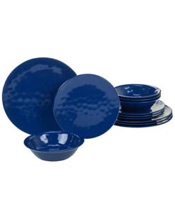 Melamine Cobalt Blue 12pc Dinnerware Set Home