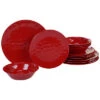 Melamine Red 12pc Dinnerware Set Home