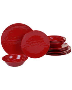 Melamine Red 12pc Dinnerware Set Home
