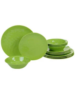 Melamine Green 12pc Dinnerware Set Home