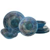 Melamine Radiance Teal 12Pc Dinnerware Set Home
