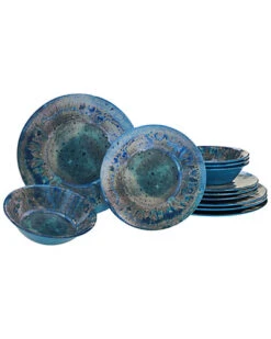 Melamine Radiance Teal 12Pc Dinnerware Set Home