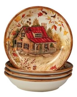 Pine Forest Set Of 4 Soup Bowl Home