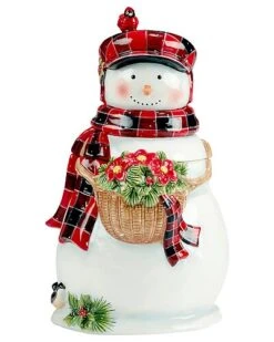 Hristmas Lodge Snowman 3-D Cookie Jar Home