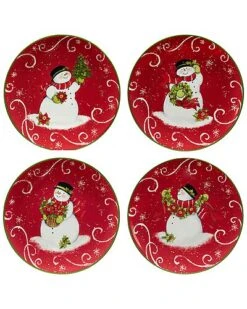 Holiday Magic Snowman Set Of 4 Dessert Plates Home