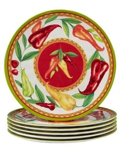 Melamine Set Of 6 Red Hot Dinner Plates Home