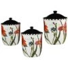 3 Piece Botanical Floral Canister Set Home
