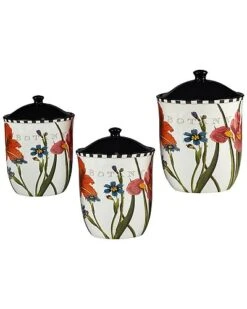 3 Piece Botanical Floral Canister Set Home