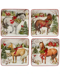 Hristmas On The Farm Set Of 4 Dessesrt Plate Home