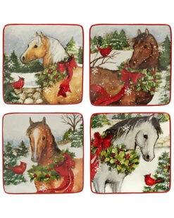 Hristmas On The Farm Set Of 4 Canape Plates Home