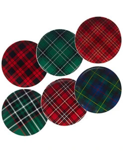 Hristmas Plaid Set Of 6 Dessert Plate Home