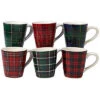Hristmas Plaid Set Of 6 Mugs Home