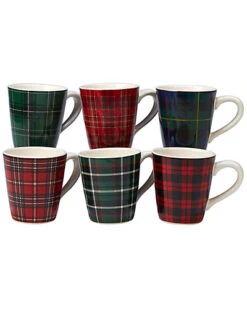 Hristmas Plaid Set Of 6 Mugs Home