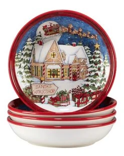 Santa's Workshop Set Of 4 Soup Bowl Home