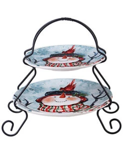 Watercolor Snowman 2-Tier Server Home