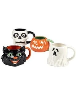 Scaredy Cat Set Of Four 3D Mugs Home