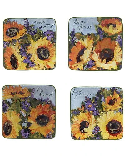 Sunflower Bouquet Canape Plates (Set Of 4) Home 1 Sunflower Bouquet Canape Plates (Set Of 4) Home