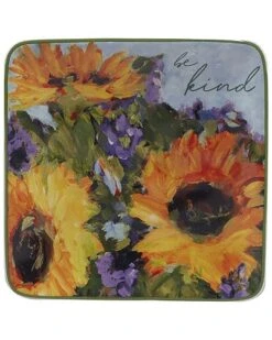 Sunflower Bouquet Canape Plates (Set Of 4) Home 7 Sunflower Bouquet Canape Plates (Set Of 4) Home -Certified International Shop 3050074512 RLLD 3