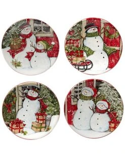 Snowman's Farmhouse Set Of 4 Canape Plates Home