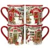 Snowman's Farmhouse Set Of 4 Mugs Home