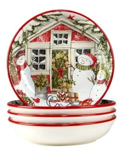 Snowman's Farmhouse Set Of 4 Soup Bowl Home