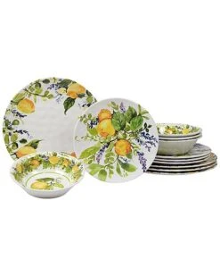 Melamine 12pc Lemon Zest Dinnerware Set Home
