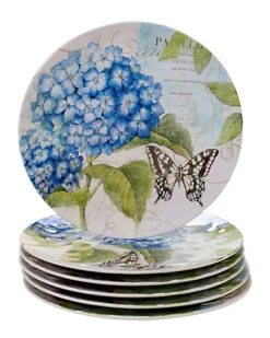Melamine Hydrangea Garden Set Of 6 Dinner Plates Home