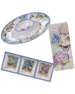 Melamine Hydrangea Garden 3pc Hostess Set Home