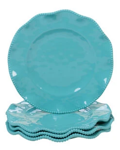 Melanine Perlette Teal Set Of 4 Dinner Plates Home
