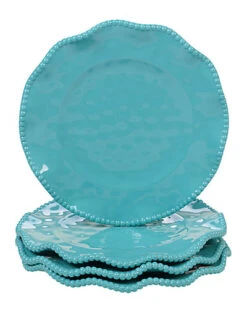 Melanine Perlette Teal Set Of 4 Salad Plates Home
