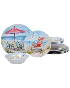 Melanine Ocean View 12pc Dinnerware Set Home