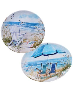 Melamine Ocean View 2pc Platter Set Home