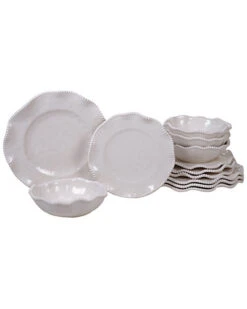 Melamine Perlette Cream 12pc Dinnerware Set Home