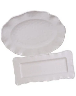 Melamine Perlette Cream 2pc Platter Set Home