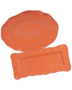 Melanine Perlette Coral 2pc Platter Set Home