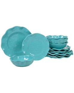 Melamine Perlette Teal 12pc Dinnerware Set Home