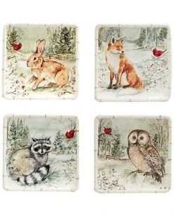 Winter'S Walk Set Of 4 Canape Plates Home