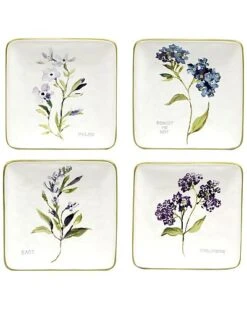 Fresh Herbs Set Of 4 Canape Plates Home