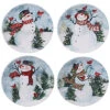 Set Of 4 Watercolor Snowman Dinner Plates Home