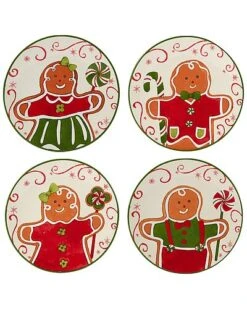Holiday Magic Gingerbread Set Of 4 Canape Plates Home