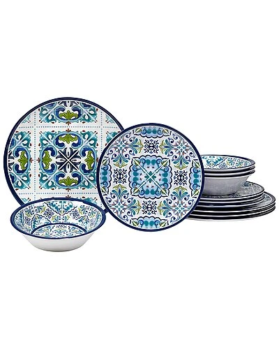 Melamine Mosaic 12pc Dinnerware Set Home 1 Melamine Mosaic 12pc Dinnerware Set Home