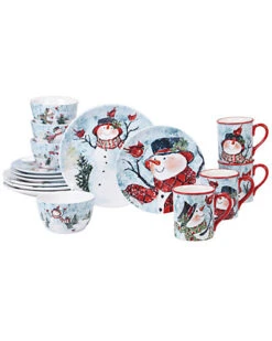 Watercolor Snowman 16pc Dinnerware Set Home