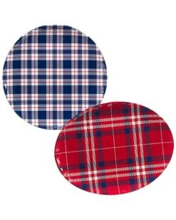 Patriotic Plaid 2pc Platter Set Home