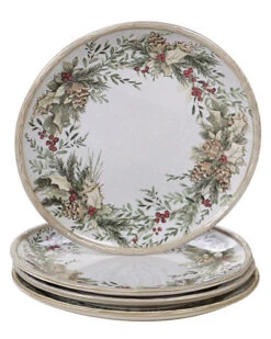 Set Of 4 Holly And Ivy Dinner Plates Home