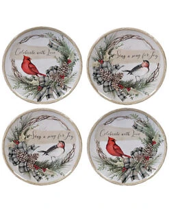 Set Of 4 Holly And Ivy Dessert Plates Home